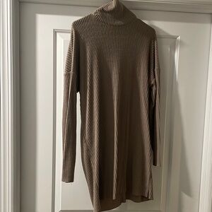 Ribbed Turtleneck Sweater in Taupe